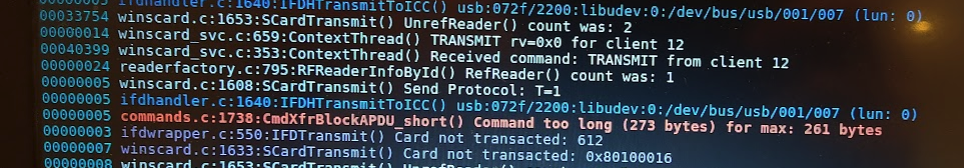 pcsc log screen